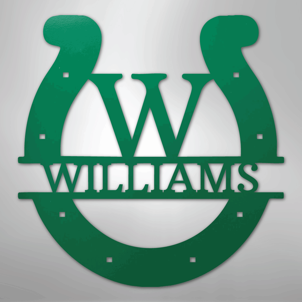 Custom Metal Wall Art - Personalized Horseshoe Sign Green