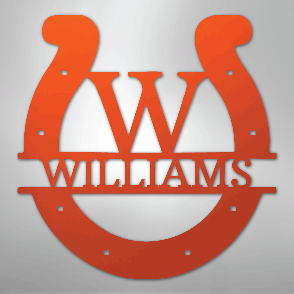 Custom Metal Wall Art - Personalized Horseshoe Sign Orange