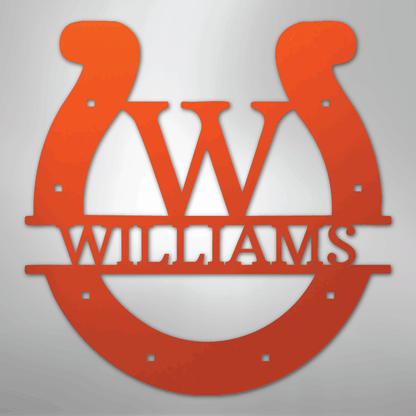 Custom Metal Wall Art - Personalized Horseshoe Sign Orange