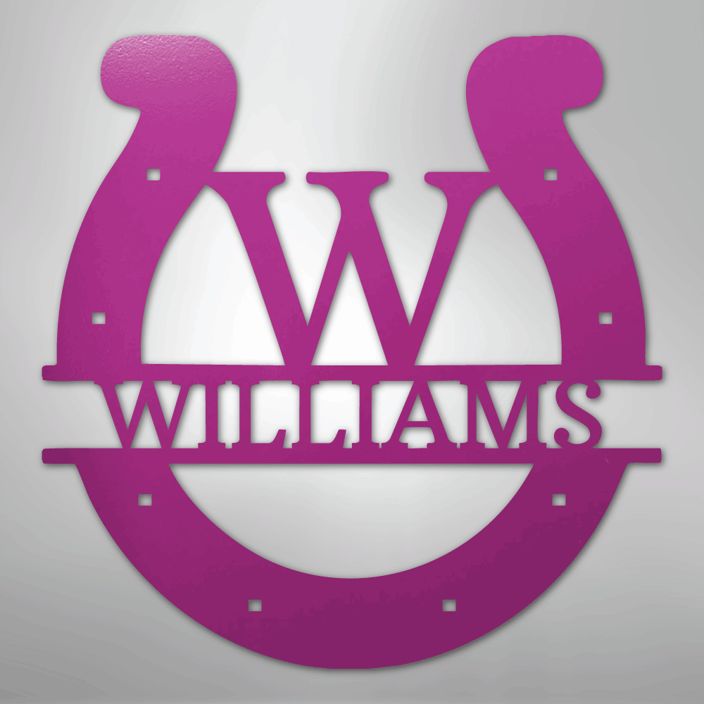 Custom Metal Wall Art - Personalized Horseshoe Sign Purple