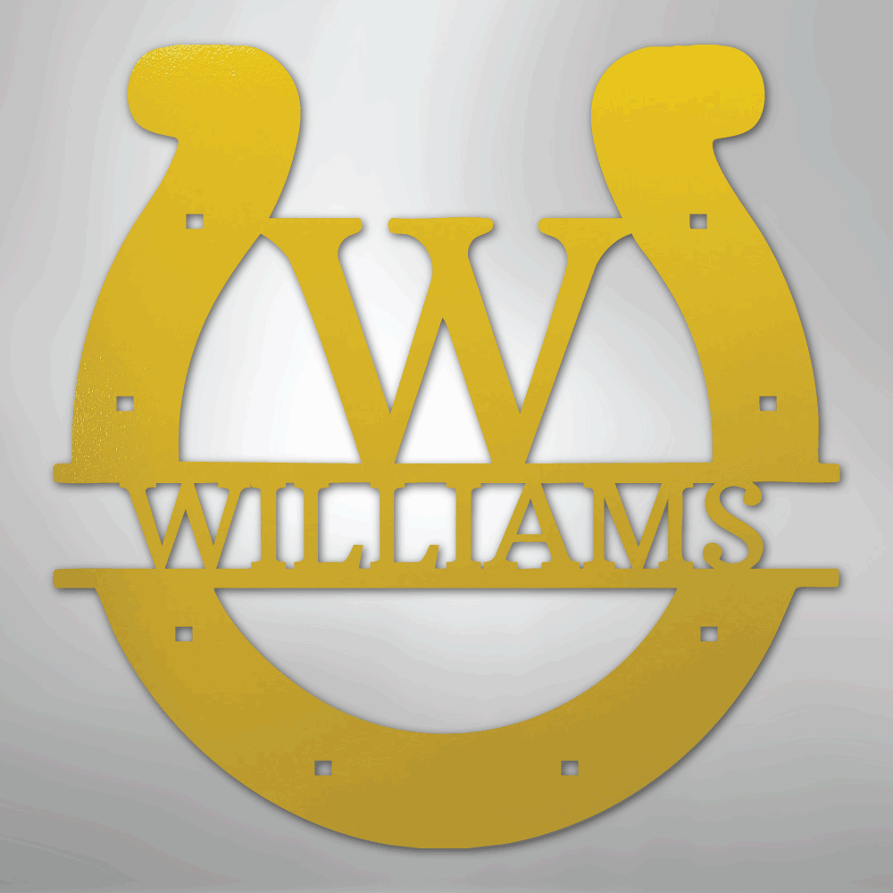 Custom Metal Wall Art - Personalized Horseshoe Sign Yellow