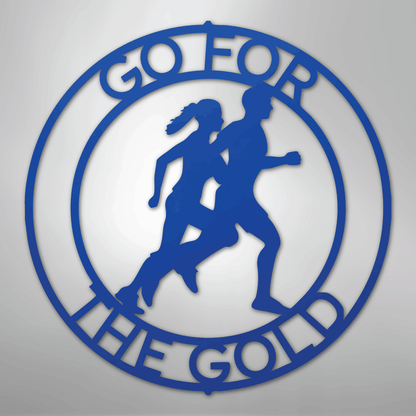Custom Metal Wall Art - Personalized Runner Sign Blue