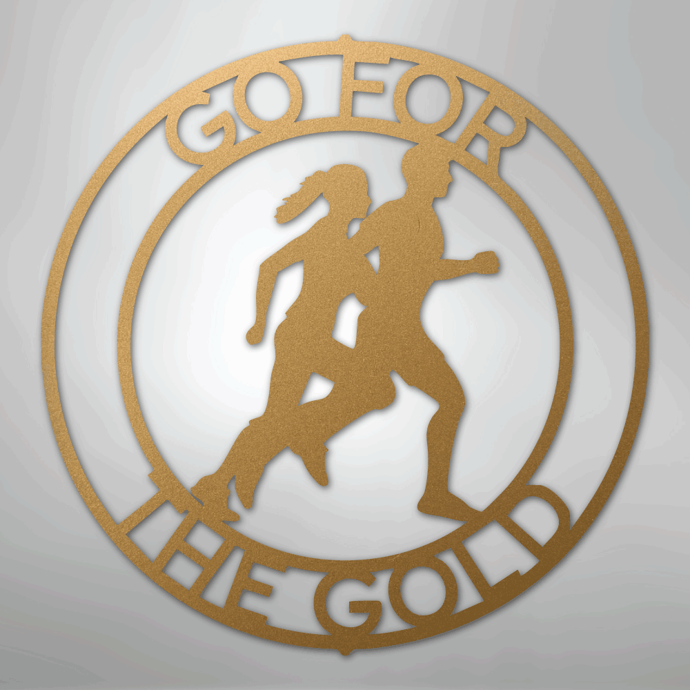 Custom Metal Wall Art - Personalized Runner Sign Gold