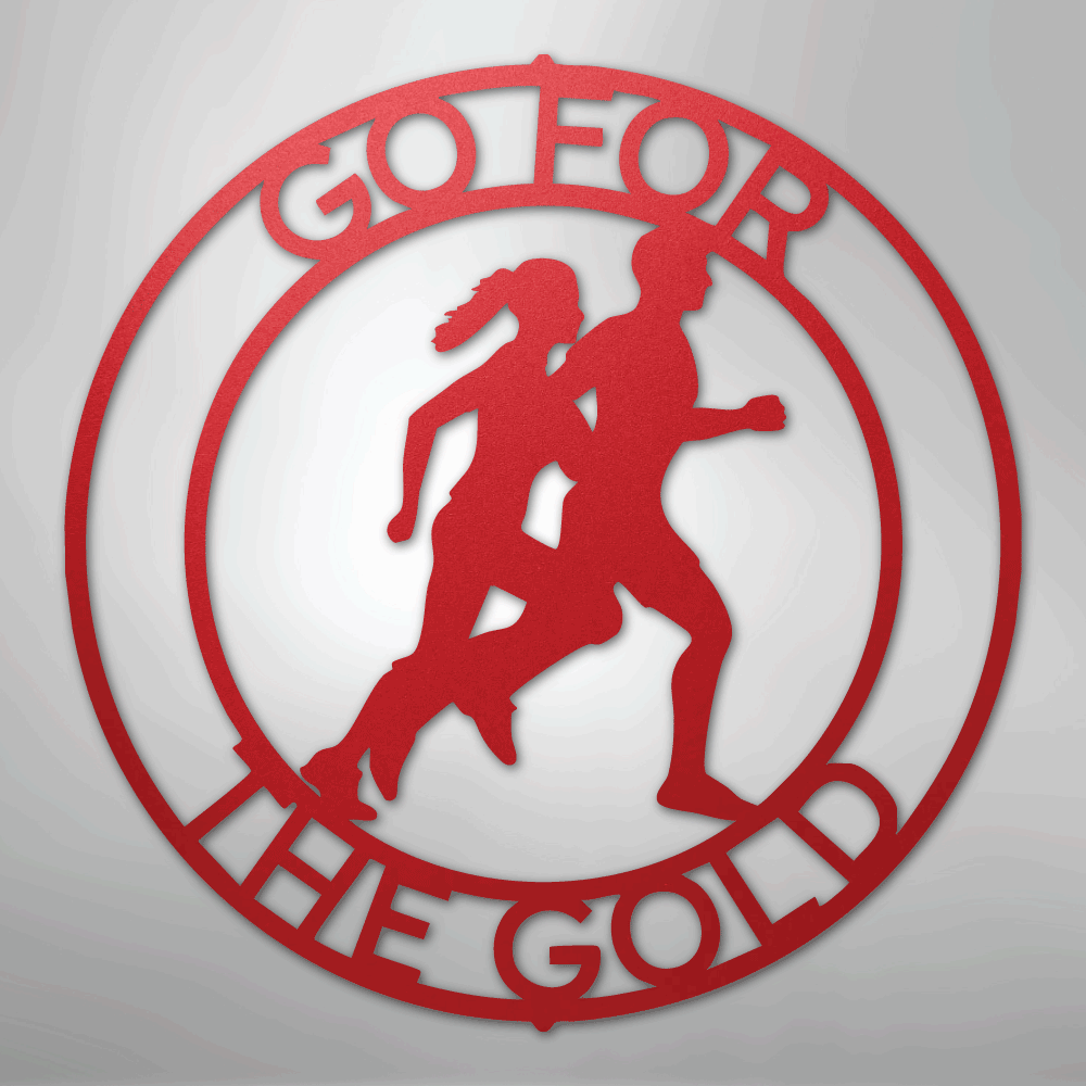 Custom Metal Wall Art - Personalized Runner Sign Red