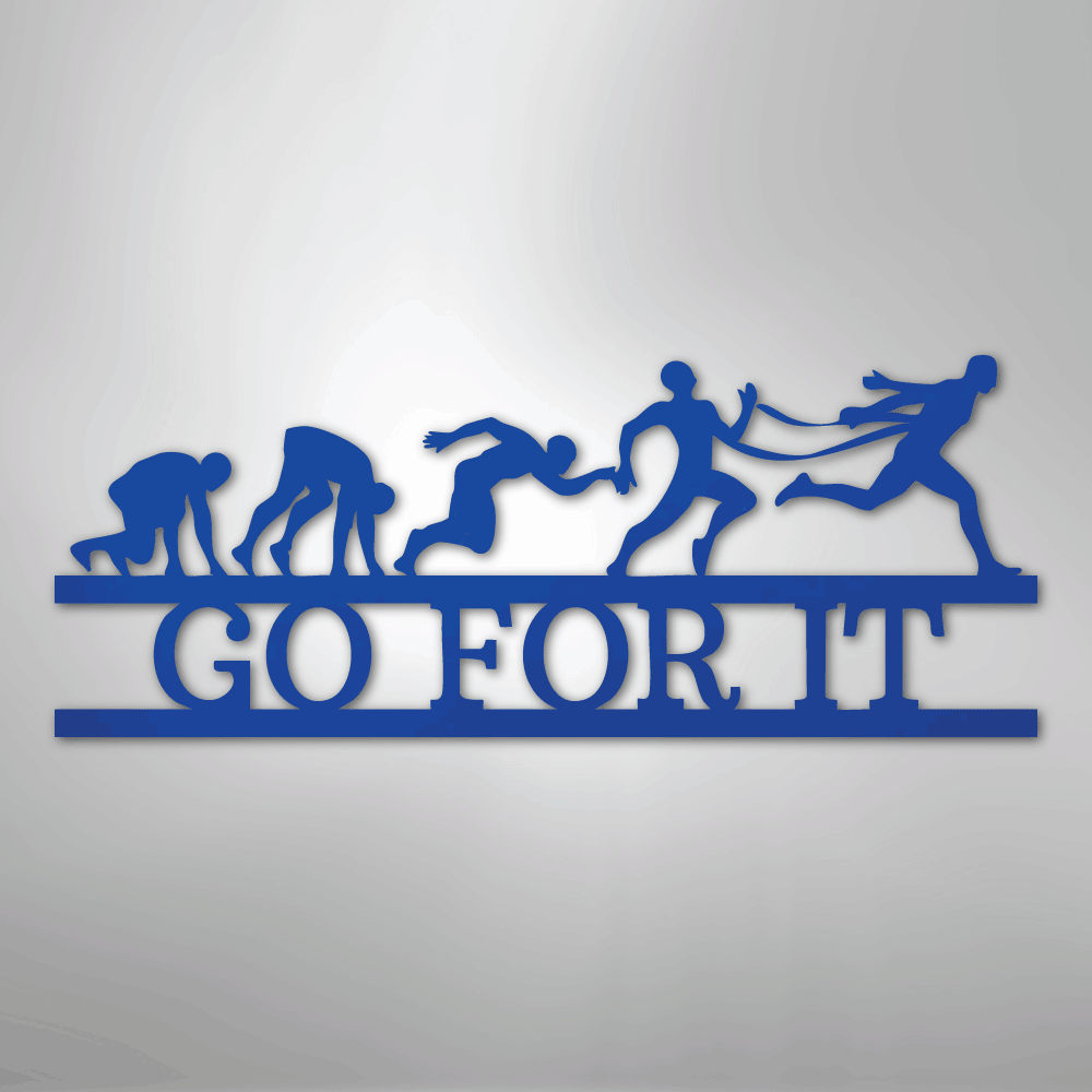 Custom Metal Wall Art - Personalized Running Sports Name Plaque Blue