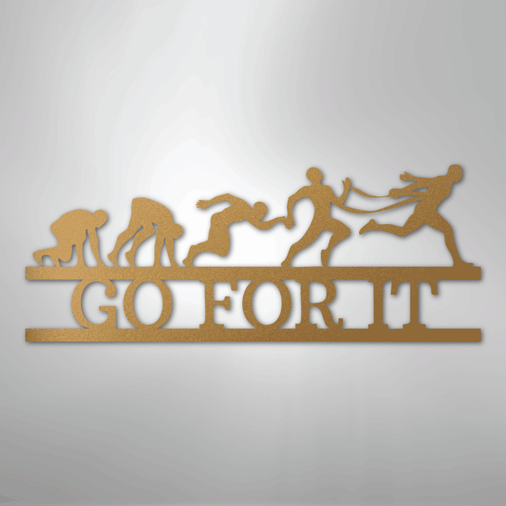 Custom Metal Wall Art - Personalized Running Sports Name Plaque Gold