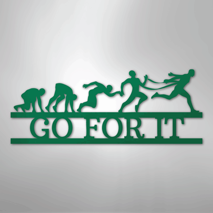 Custom Metal Wall Art - Personalized Running Sports Name Plaque Green