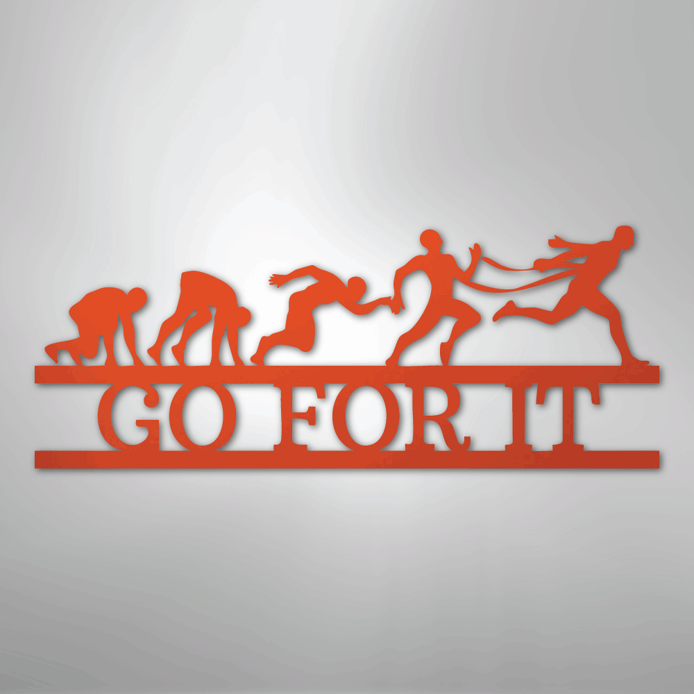 Custom Metal Wall Art - Personalized Running Sports Name Plaque Orange