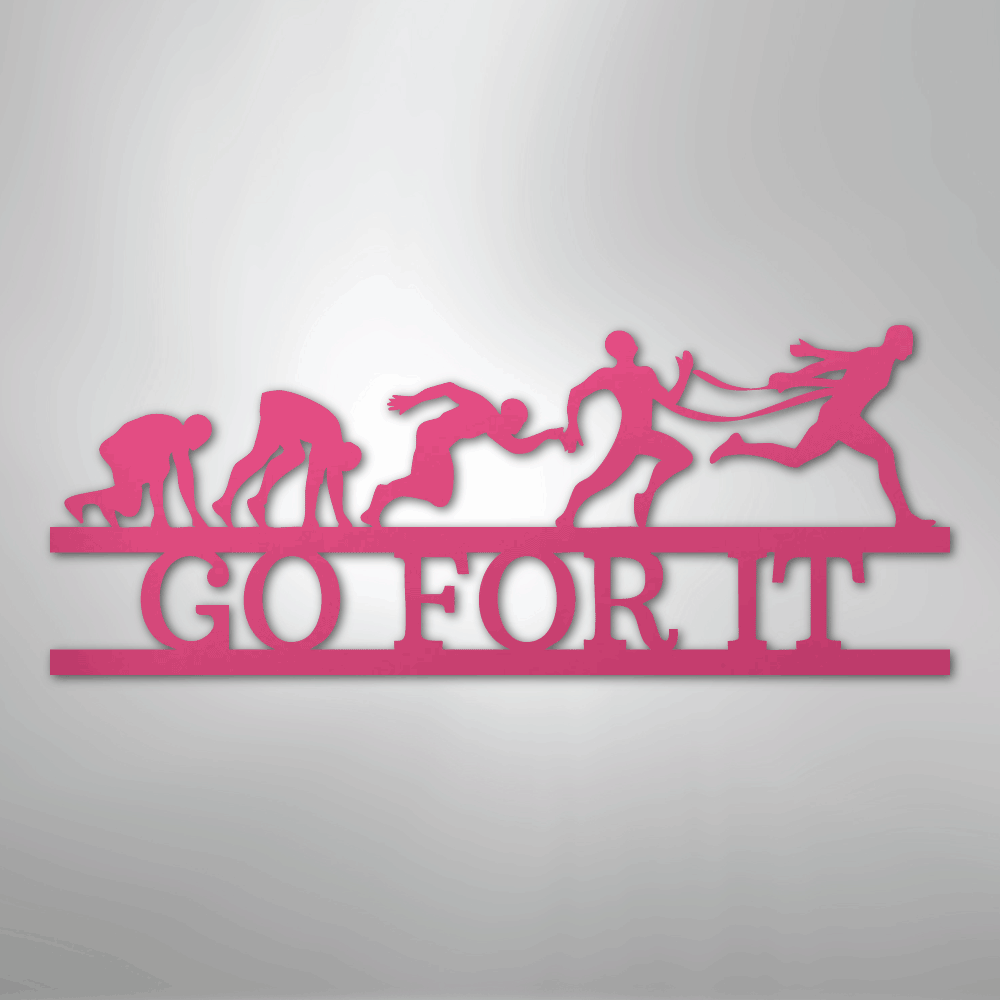 Custom Metal Wall Art - Personalized Running Sports Name Plaque Pink