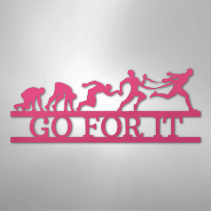 Custom Metal Wall Art - Personalized Running Sports Name Plaque Pink