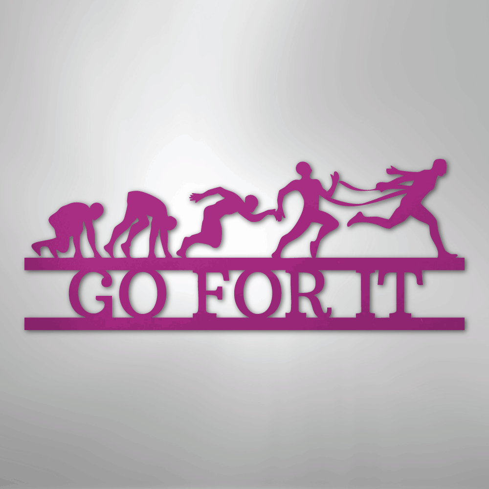 Custom Metal Wall Art - Personalized Running Sports Name Plaque Purple