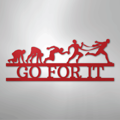 Custom Metal Wall Art - Personalized Running Sports Name Plaque Red