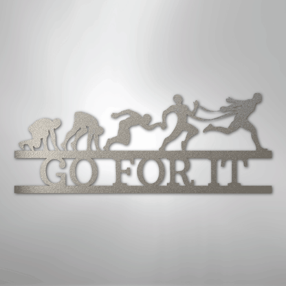 Custom Metal Wall Art - Personalized Running Sports Name Plaque Silver