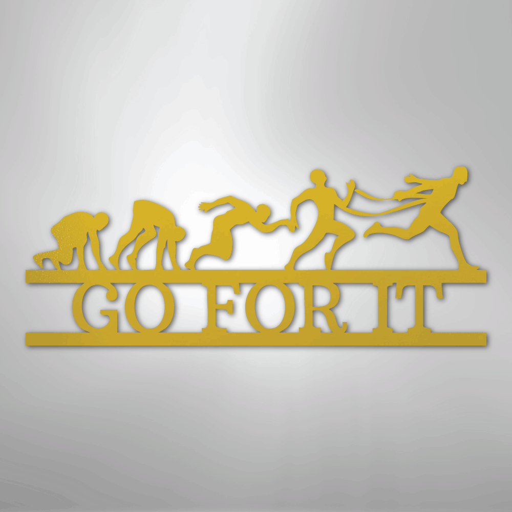 Custom Metal Wall Art - Personalized Running Sports Name Plaque Yellow