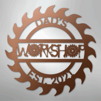 Custom Metal Wall Art - Personalized Workshop Sign Copper