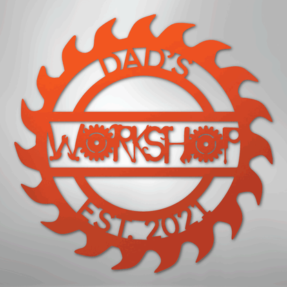Custom Metal Wall Art - Personalized Workshop Sign Orange