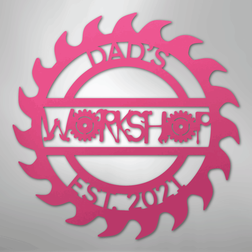 Custom Metal Wall Art - Personalized Workshop Sign Pink