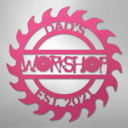 Custom Metal Wall Art - Personalized Workshop Sign Pink