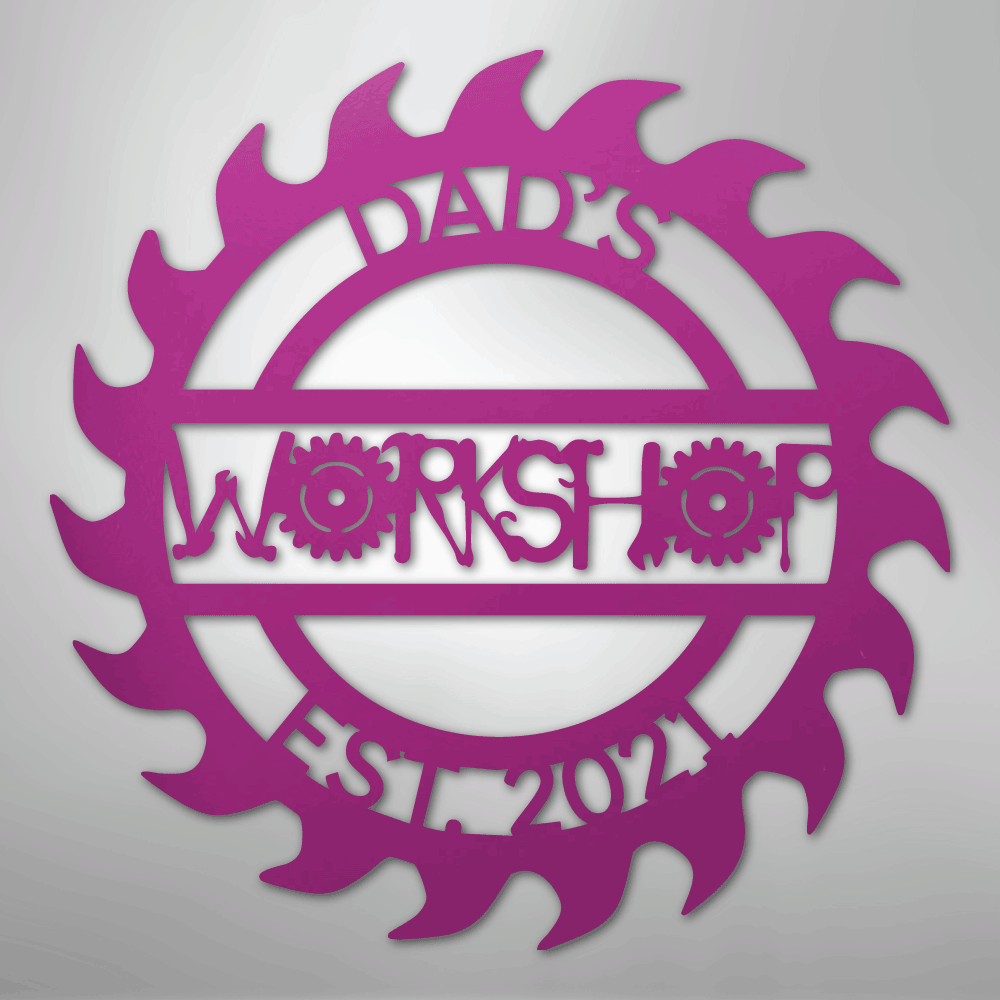 Custom Metal Wall Art - Personalized Workshop Sign Purple