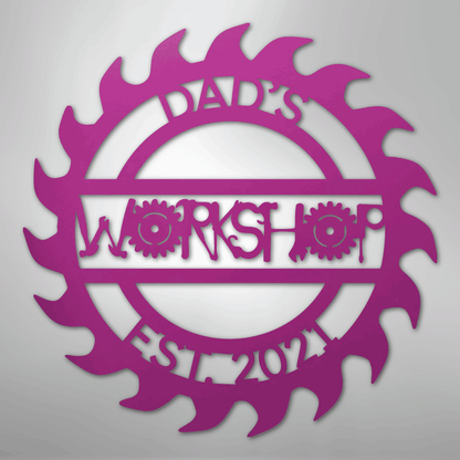 Custom Metal Wall Art - Personalized Workshop Sign Purple