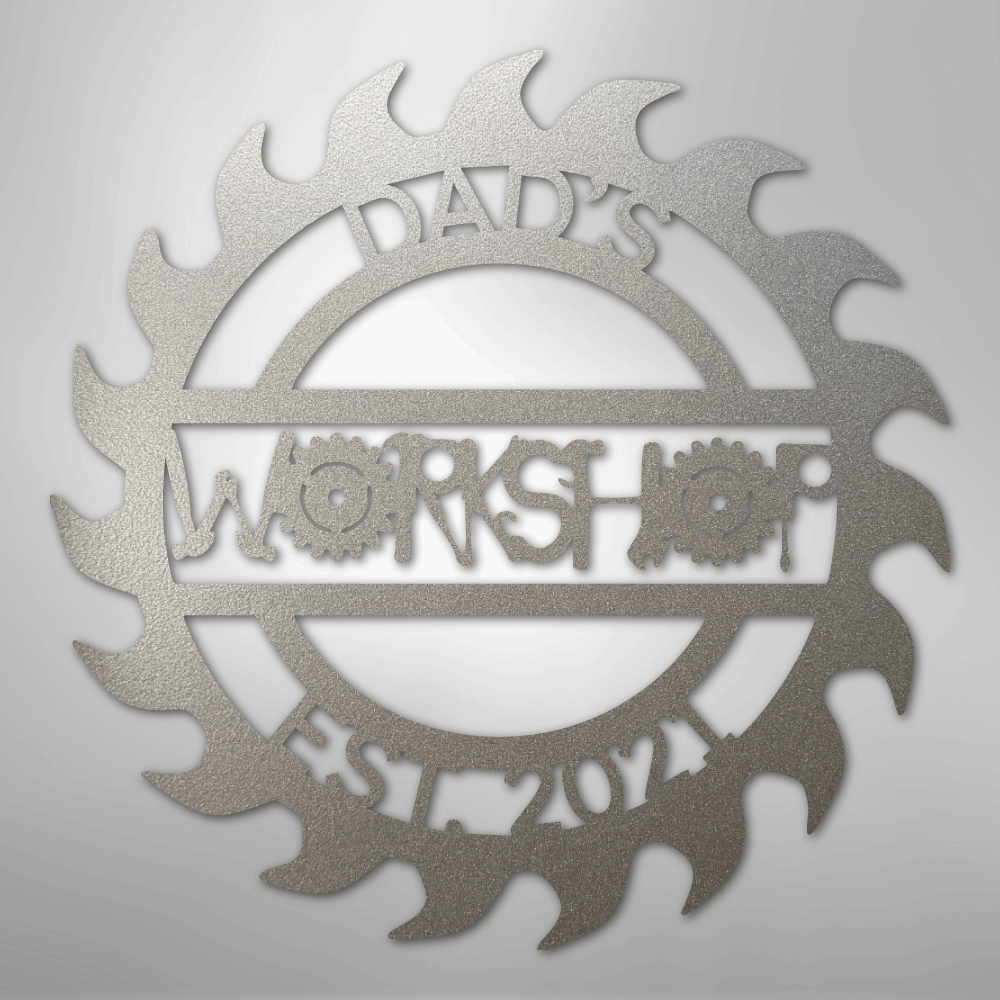 Custom Metal Wall Art - Personalized Workshop Sign Silver