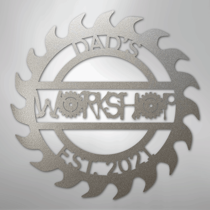 Custom Metal Wall Art - Personalized Workshop Sign Silver