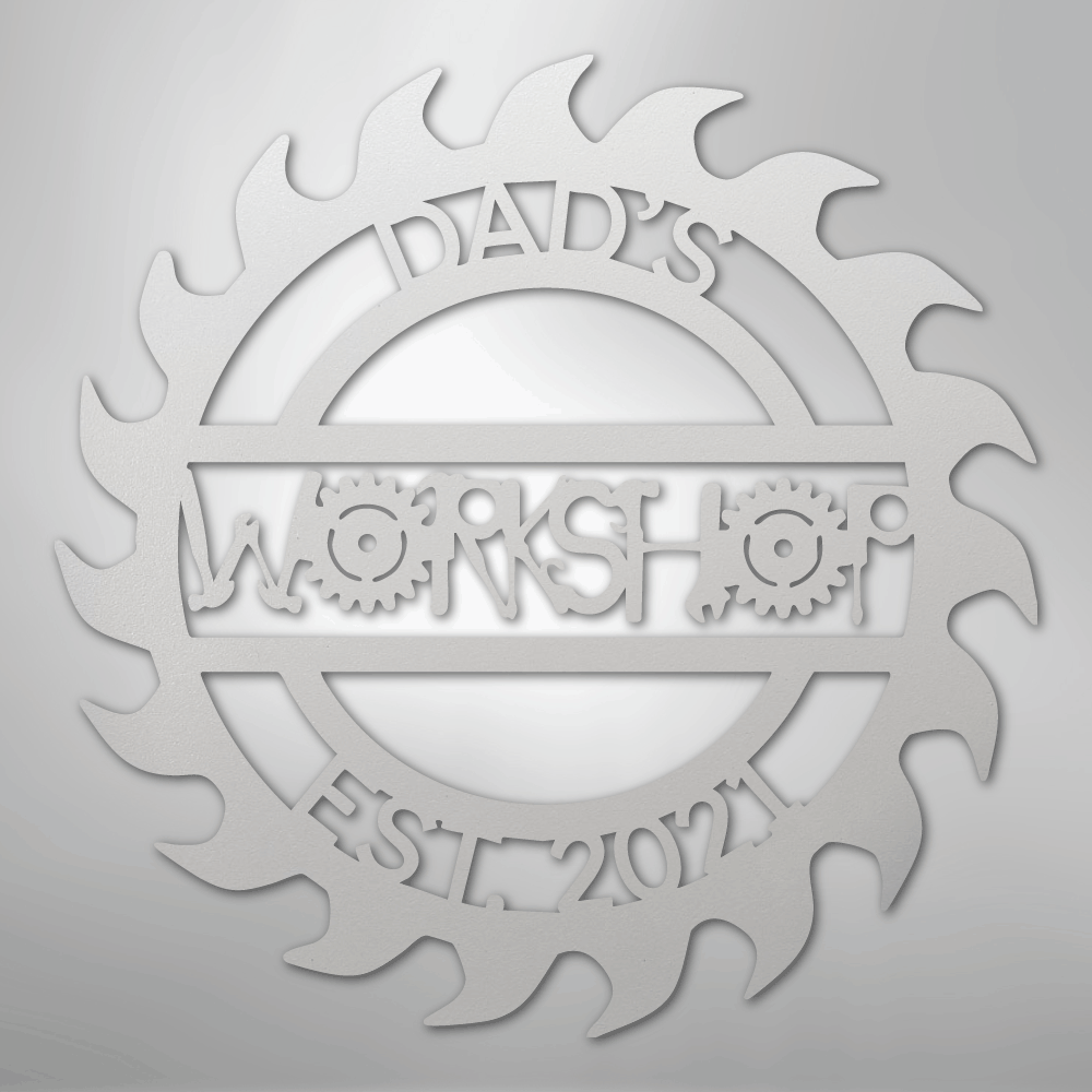 Custom Metal Wall Art - Personalized Workshop Sign White