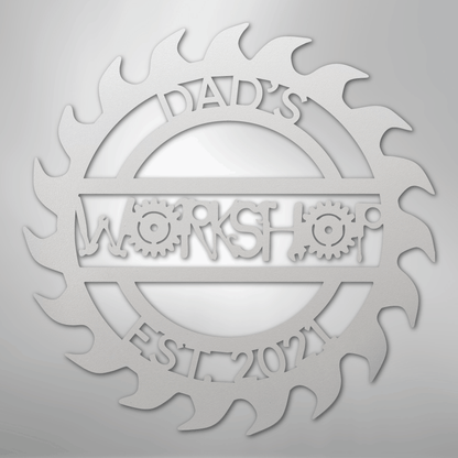 Custom Metal Wall Art - Personalized Workshop Sign White