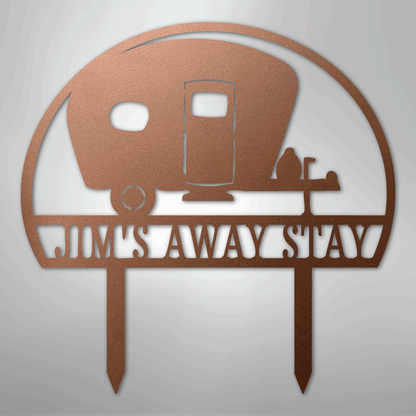 Custom Metal Yard Art - Personalized Campsite Sign Copper