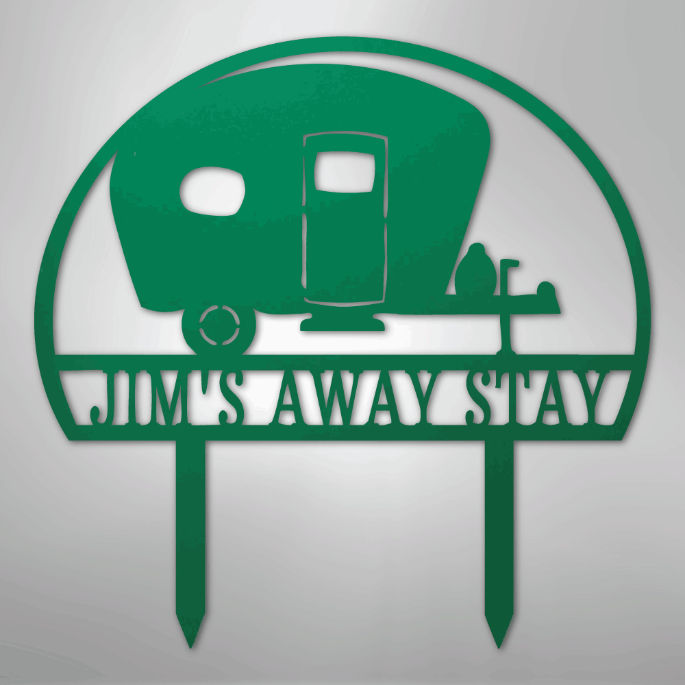 Custom Metal Yard Art - Personalized Campsite Sign Green