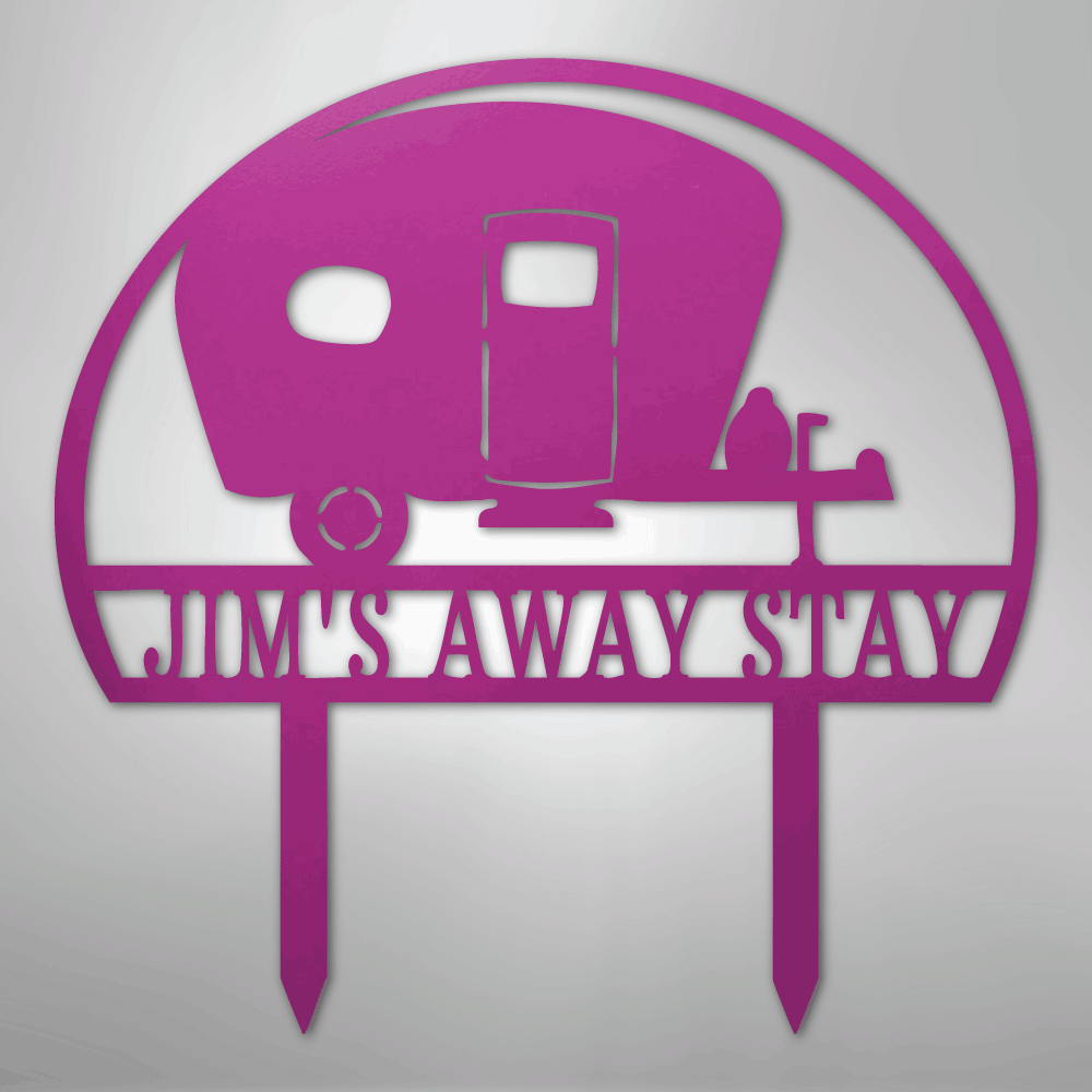 Custom Metal Yard Art - Personalized Campsite Sign Purple