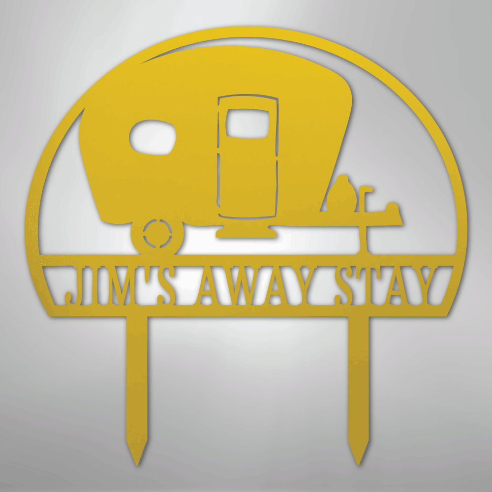 Custom Metal Yard Art - Personalized Campsite Sign Yellow