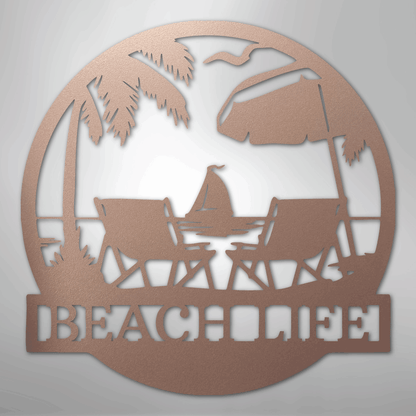 Custom Metal Wall Art - Personalized Beach Sign Rose