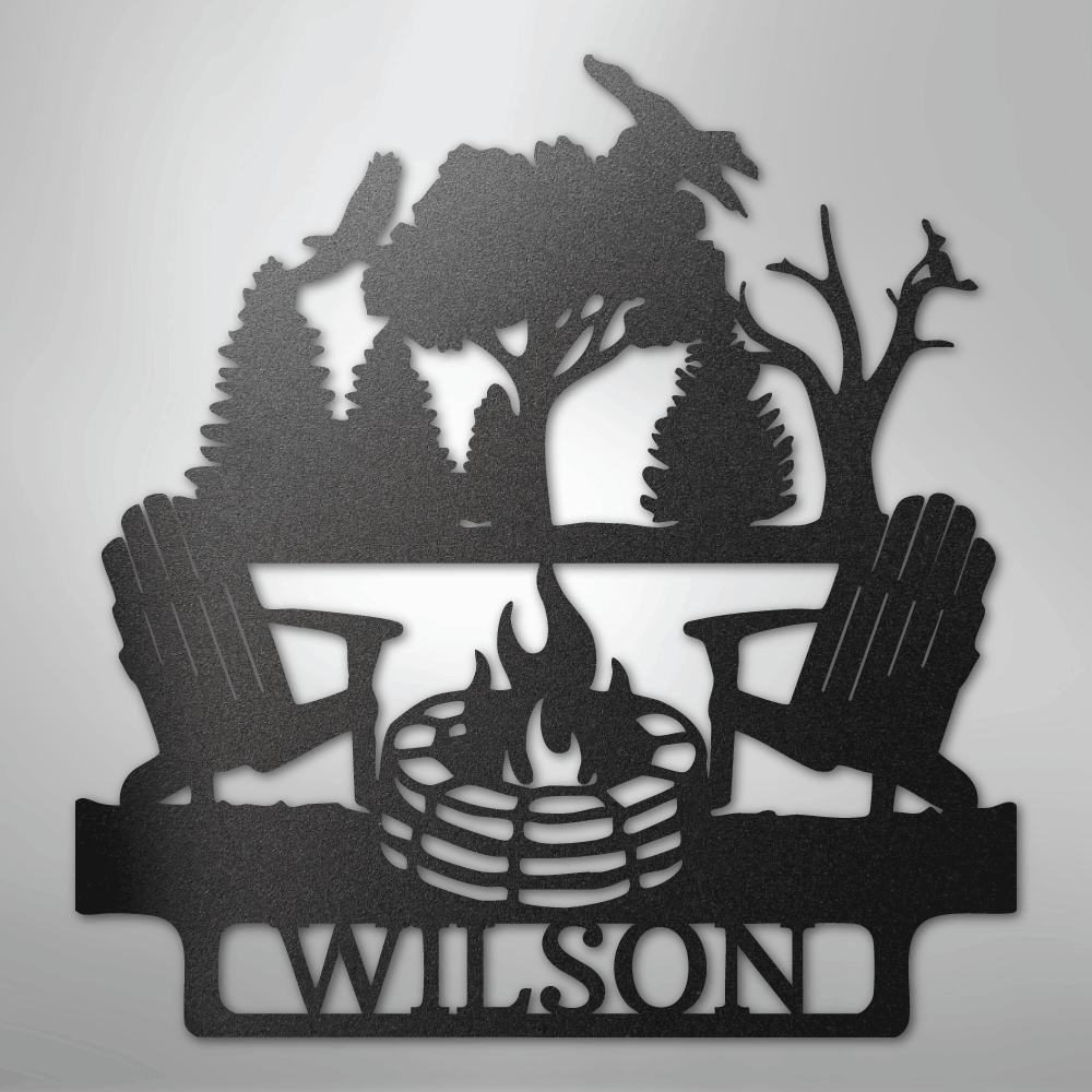 Custom Metal Wall Art - Personalized Campsite Name Monogram Sign