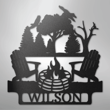 Custom Metal Wall Art - Personalized Campsite Name Monogram Sign