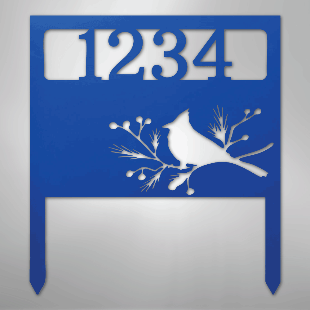 Custom Metal Yard Art - Personalized Garden Address Sign Blue