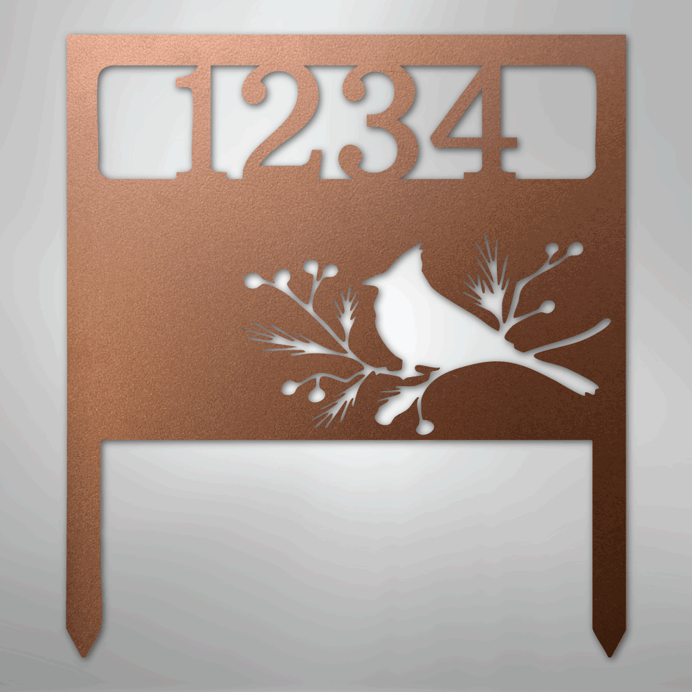 Custom Metal Yard Art - Personalized Garden Address Sign Copper