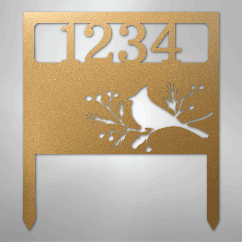 Custom Metal Yard Art - Personalized Garden Address Sign Gold