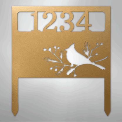 Custom Metal Yard Art - Personalized Garden Address Sign Gold