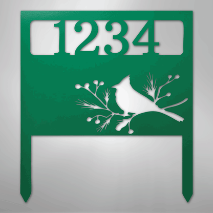 Custom Metal Yard Art - Personalized Garden Address Sign Green