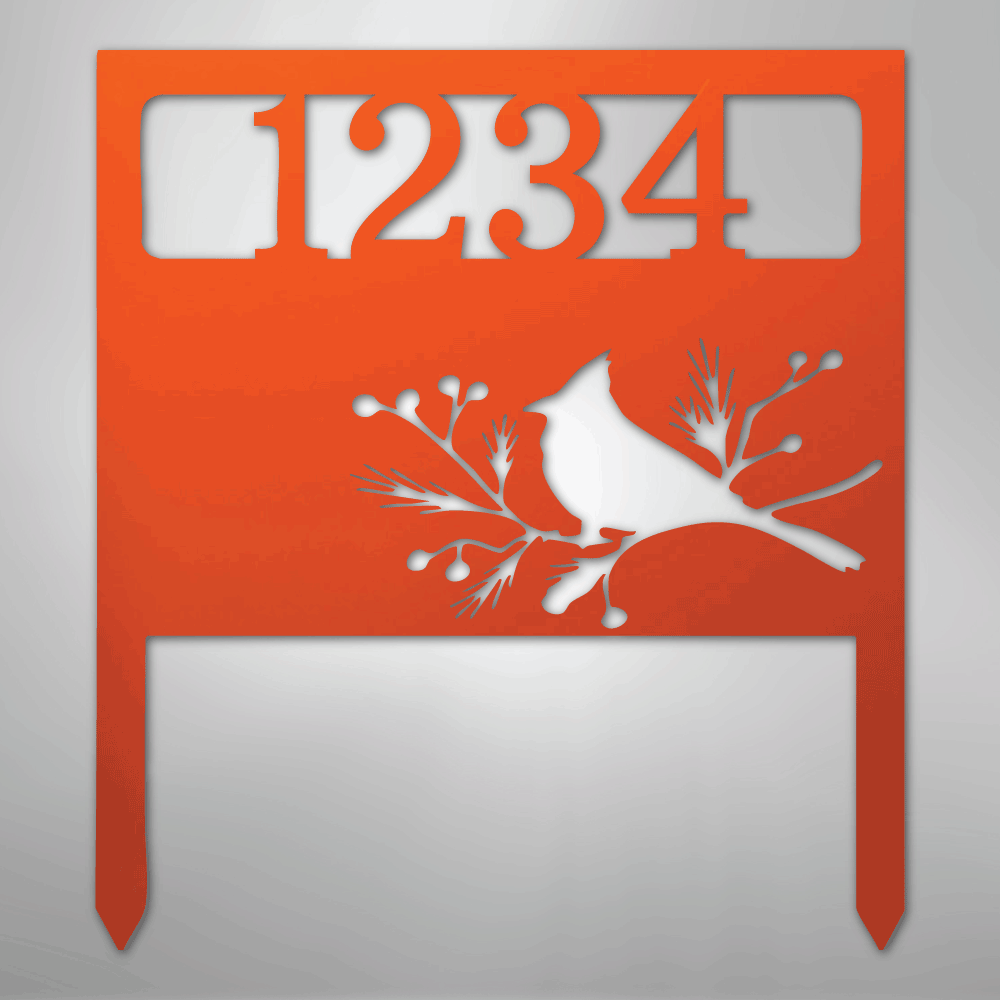 Custom Metal Yard Art - Personalized Garden Address Sign Orange
