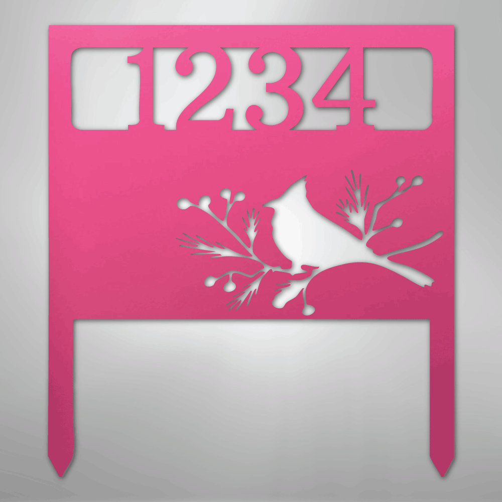 Custom Metal Yard Art - Personalized Garden Address Sign Pink