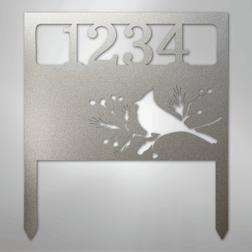 Custom Metal Yard Art - Personalized Garden Address Sign Silver