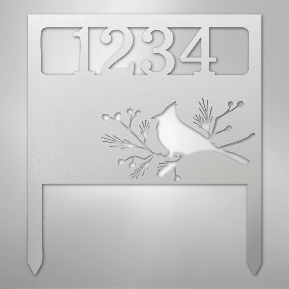 Custom Metal Yard Art - Personalized Garden Address Sign White