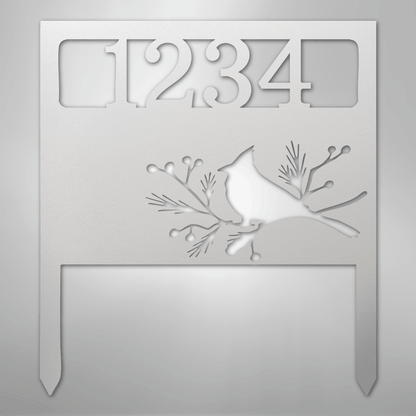 Custom Metal Yard Art - Personalized Garden Address Sign White