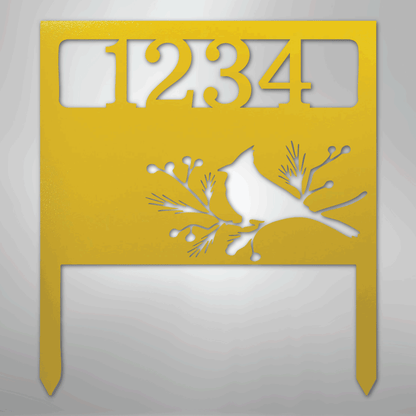 Custom Metal Yard Art - Personalized Garden Address Sign Yellow