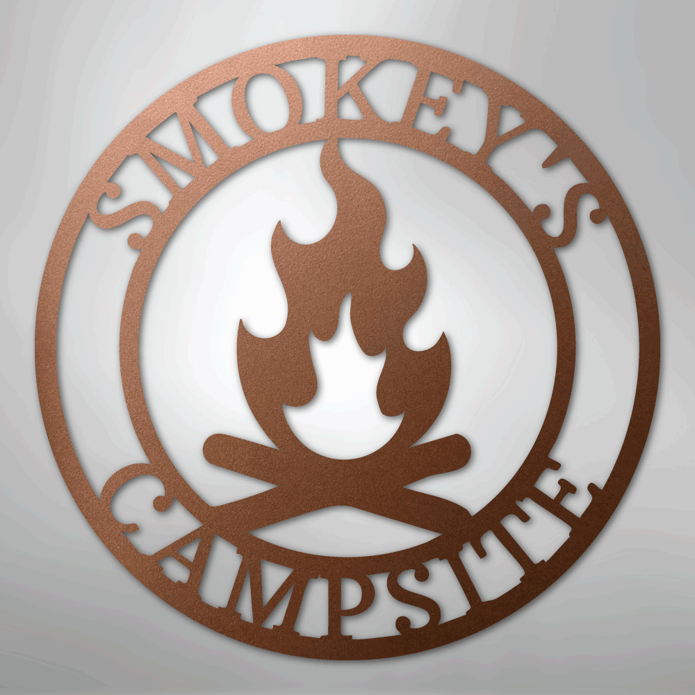 Custom Metal Wall Art - Personalized Fire Pit Sign Copper