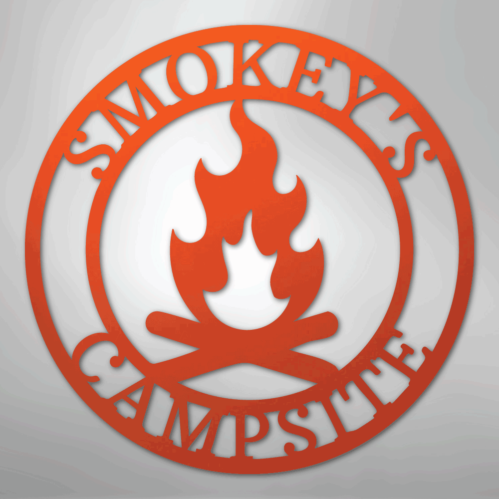 Custom Metal Wall Art - Personalized Fire Pit Sign Orange