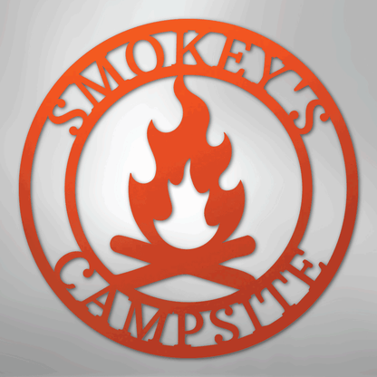 Custom Metal Wall Art - Personalized Fire Pit Sign Orange