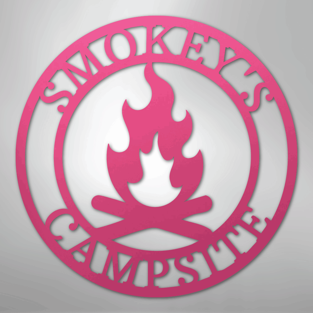 Custom Metal Wall Art - Personalized Fire Pit Sign Pink